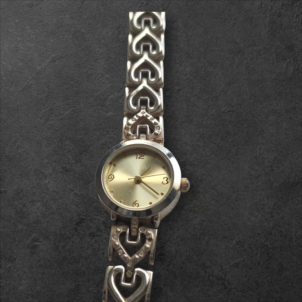 Vintage Allude Gold Watch w/ Heart Link Bracelet Requires Battery Slightly Worn